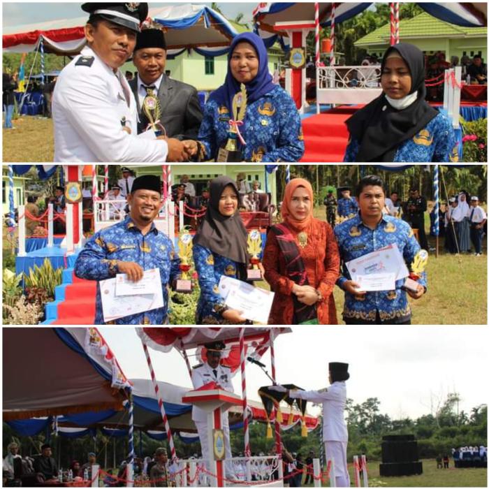 Majelis Guru MIN 1 Tanjabtim Ikuti Upacara HUT RI di Kecamatan Rantau Rasau