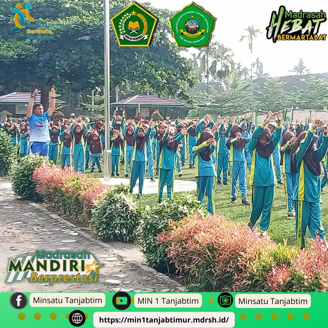 Setiap Sabtu, Pelajar MIN 1 Tanjab Timur Rutin Senam Pagi