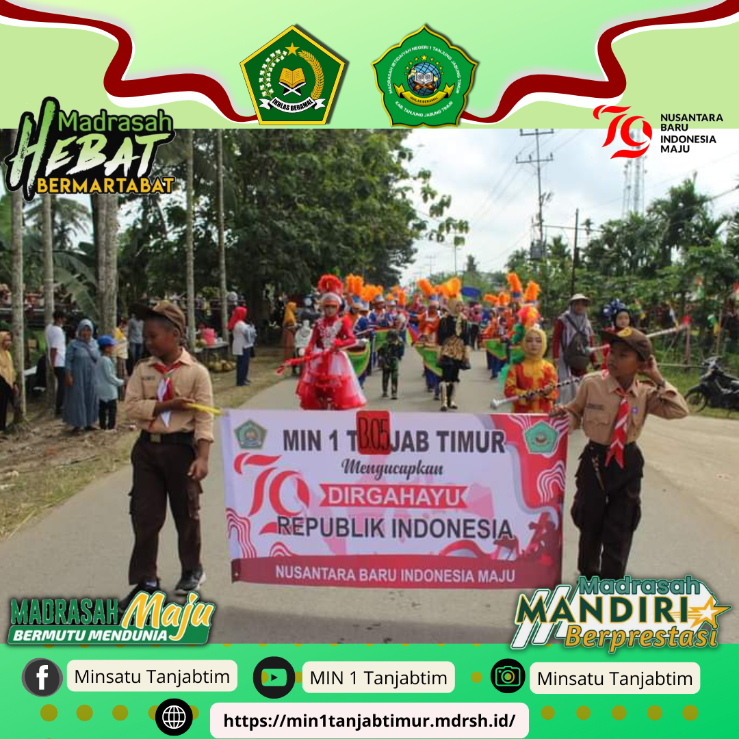 Peserta Pawai Pembangunan MIN 1 Tanjab Timur Mengular