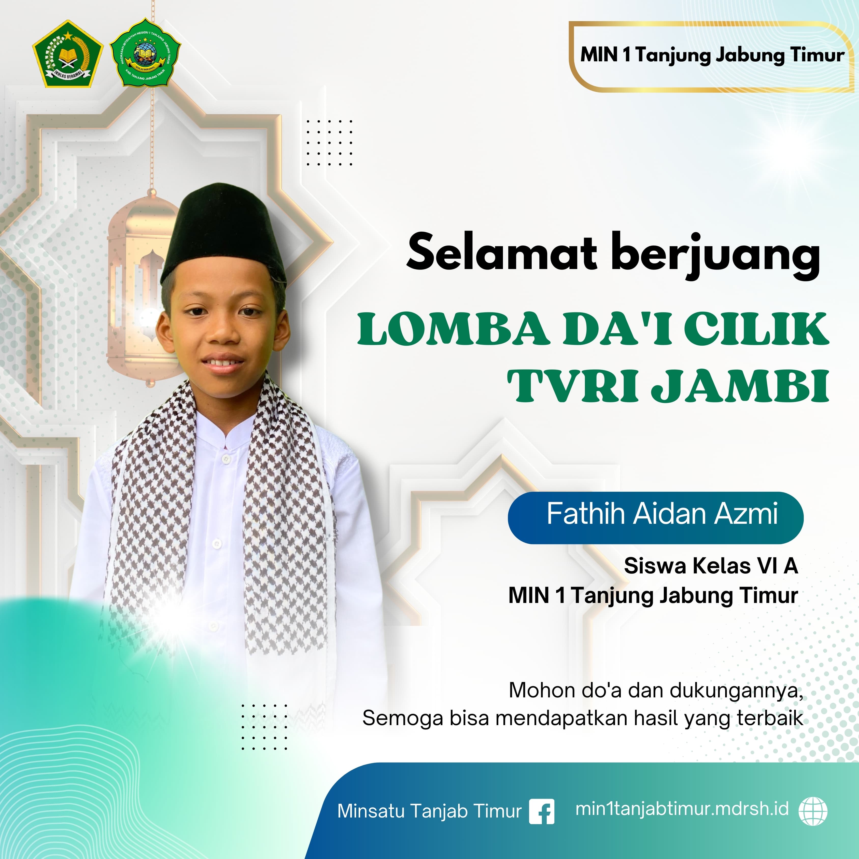 Siswa Kelas VI MIN 1 Tanjab Timur Ikuti Lomba Dai Cilik TVRI Jambi
