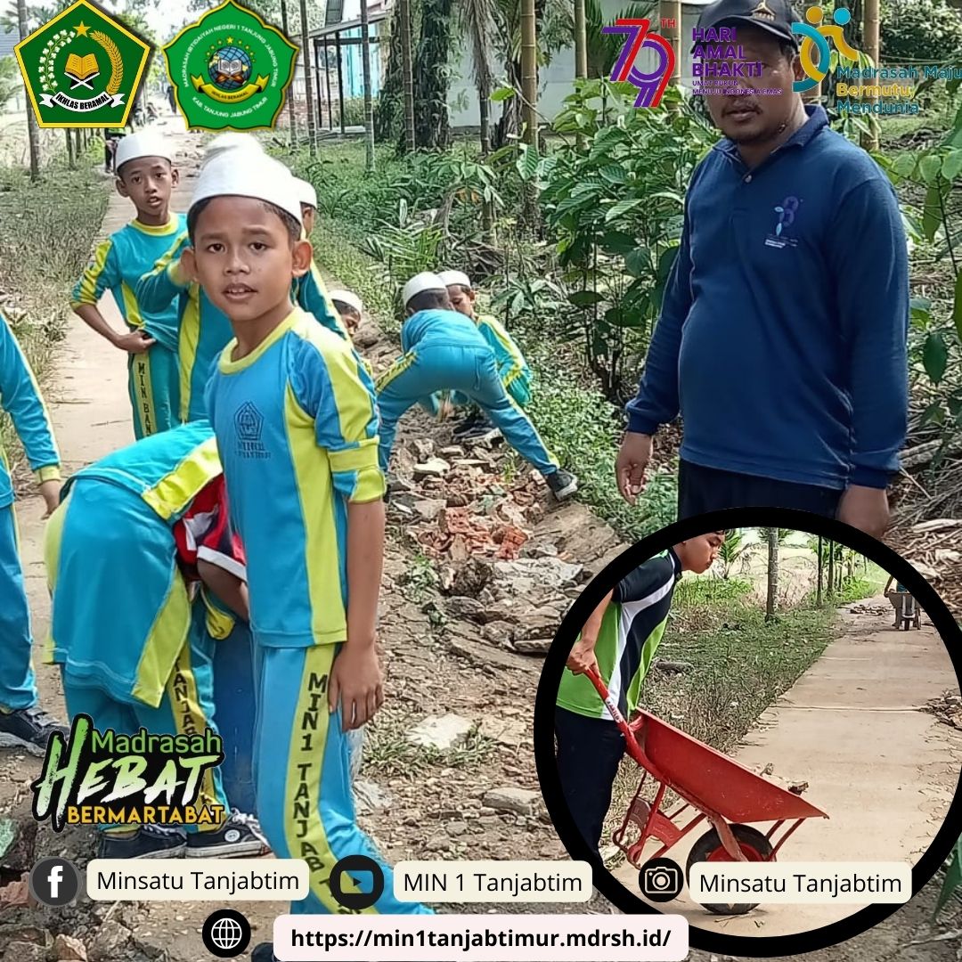 Siswa Siswi dan Guru MIN 1 Tanjab Timur Lakukan Kerja Bakti